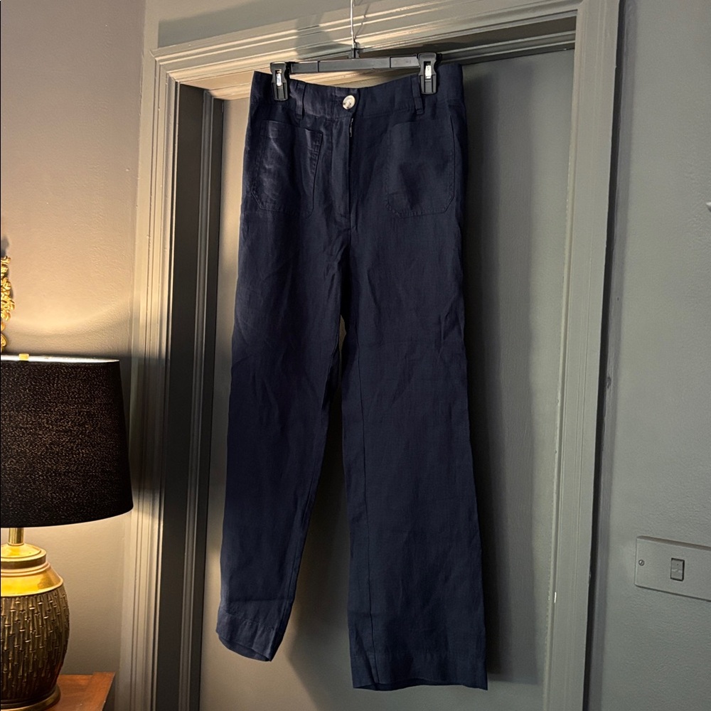 Quince Navy Blue Linen Pants